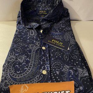 Polo by Ralph Lauren Blue Paisley Casual Button Down Shirt